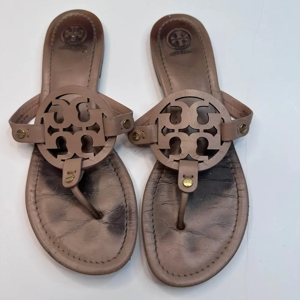Tory Burch Tan Miller Logo Sandal